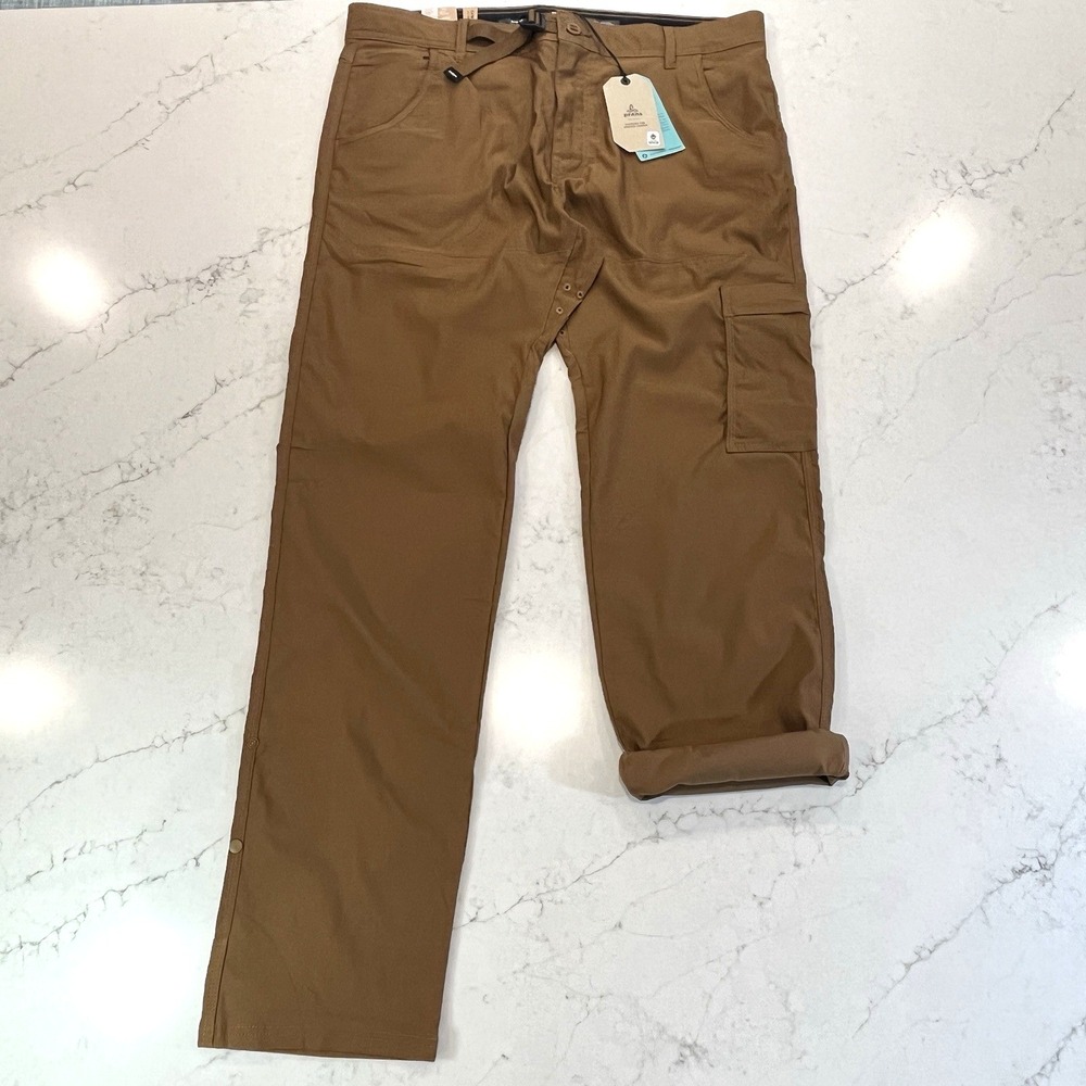 Prana NEW Stretch Zion Pant II Mens 38 x34 Sepia Brown Slim Fit Hiking Outdoor